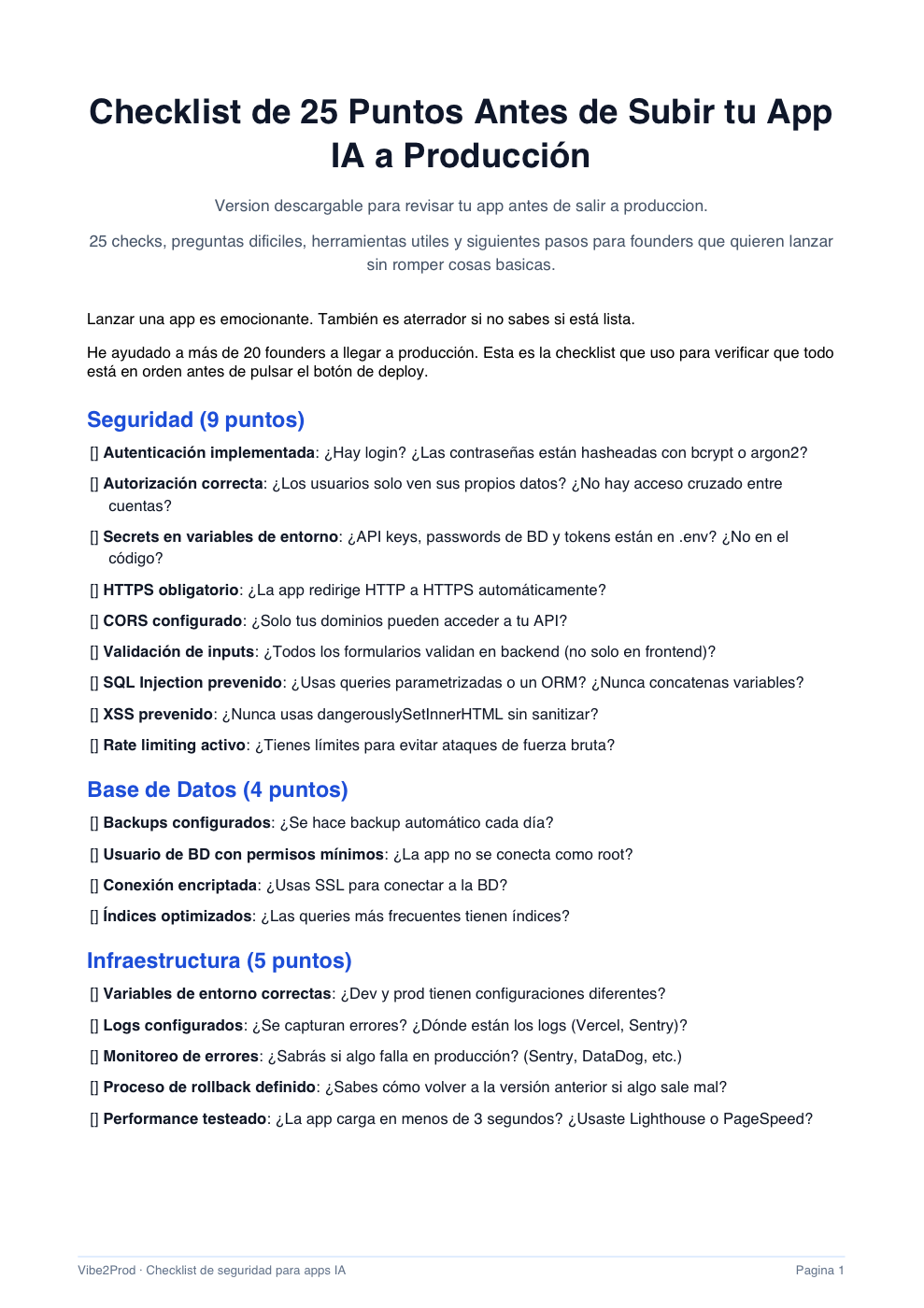 Primera página real del PDF de checklist de seguridad